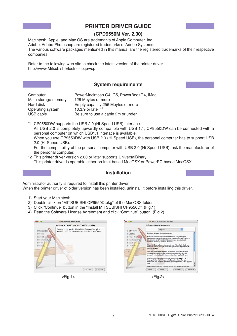 MITSUBISHI ELECTRIC CPD9550M User Manual | 8 pages