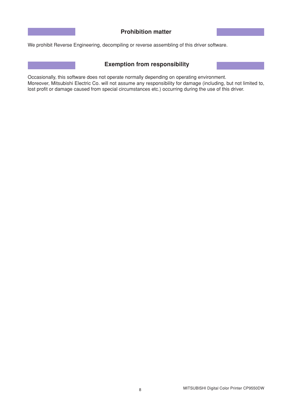 MITSUBISHI ELECTRIC CPD9550M User Manual | Page 8 / 8