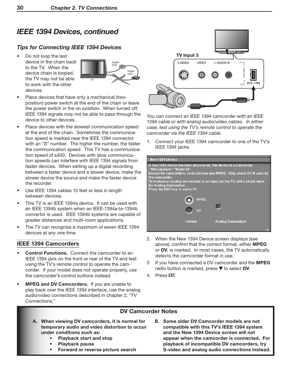 Ieee 1394 devices, continued | MITSUBISHI ELECTRIC WD-57831 User Manual | Page 30 / 126