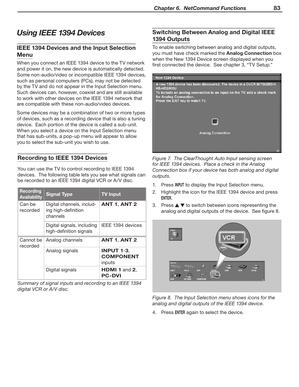 Using ieee 1394 devices | MITSUBISHI ELECTRIC WD-57831 User Manual | Page 83 / 126