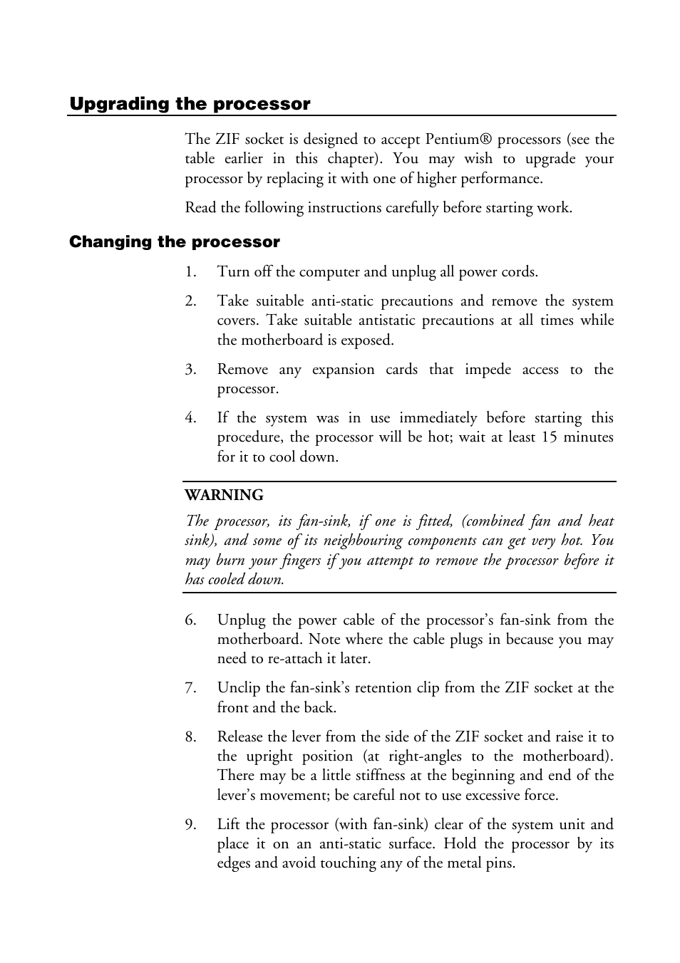 Upgrading the processor | MITSUBISHI ELECTRIC PCL5100 MOTHERBOARD User Manual | Page 11 / 23