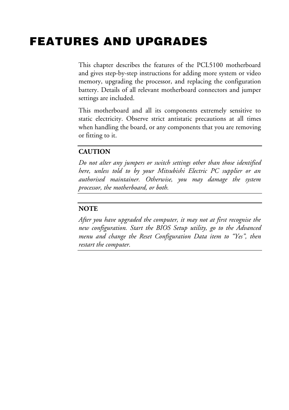 Features and upgrades | MITSUBISHI ELECTRIC PCL5100 MOTHERBOARD User Manual | Page 2 / 23