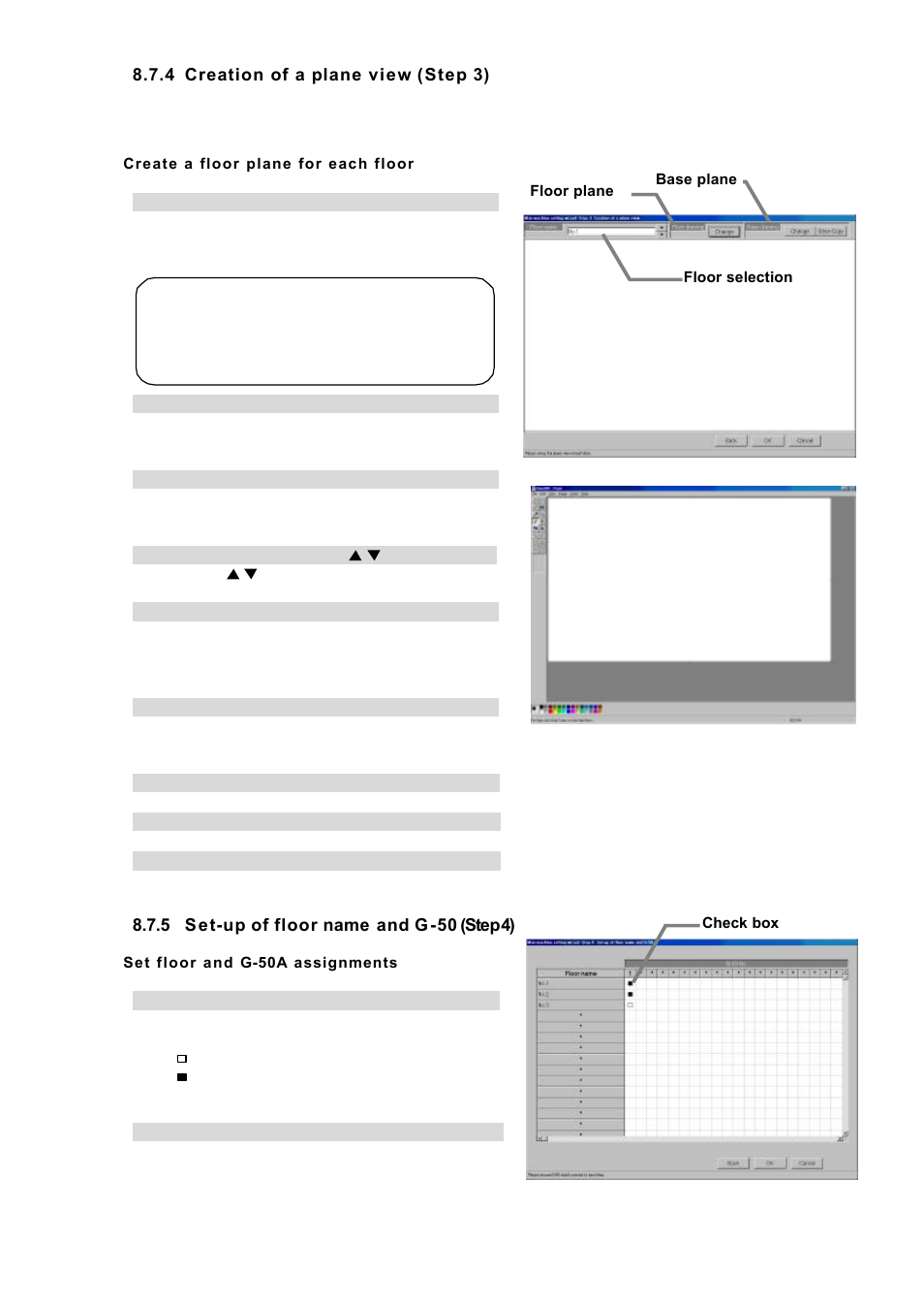 4 creation of a plane view (step 3), 5 set-up of floor name and g-50 (step 4) | MITSUBISHI ELECTRIC TG-2000A User Manual | Page 39 / 98