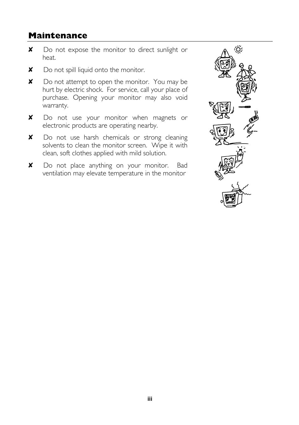 Maintenance | MITSUBISHI ELECTRIC 1786FD Colour Monitor User Manual | Page 7 / 22