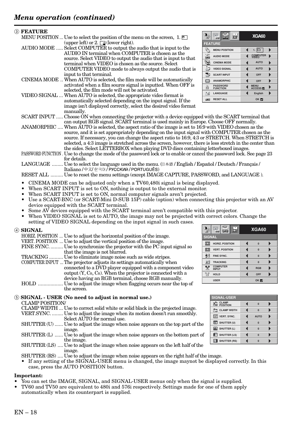 Menu operation (continued), En – 18 | MITSUBISHI ELECTRIC HC3 User Manual | Page 18 / 34