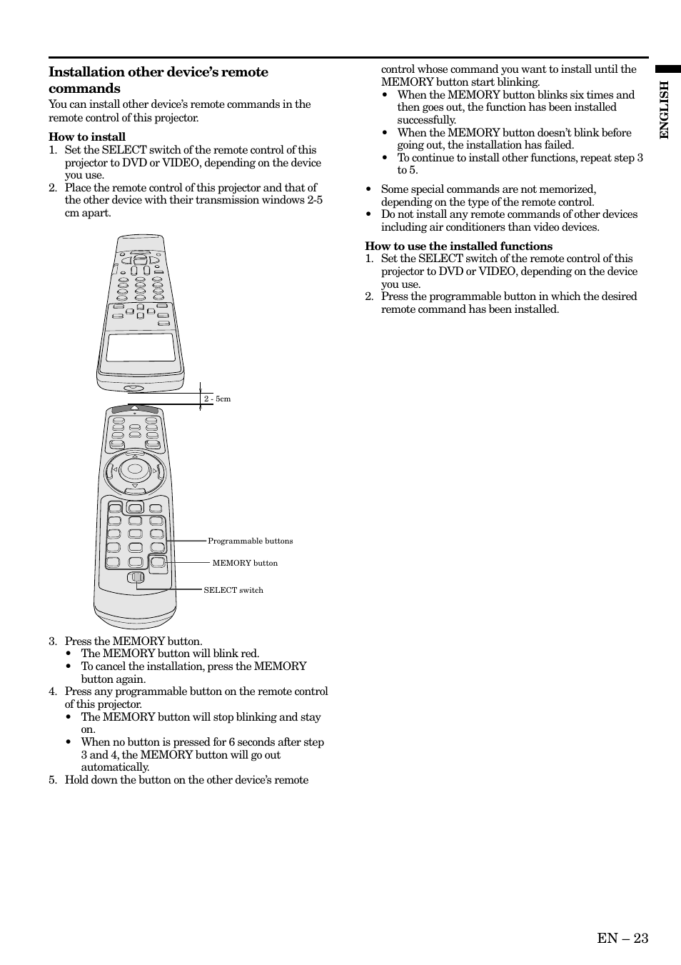 MITSUBISHI ELECTRIC HC3 User Manual | Page 23 / 34