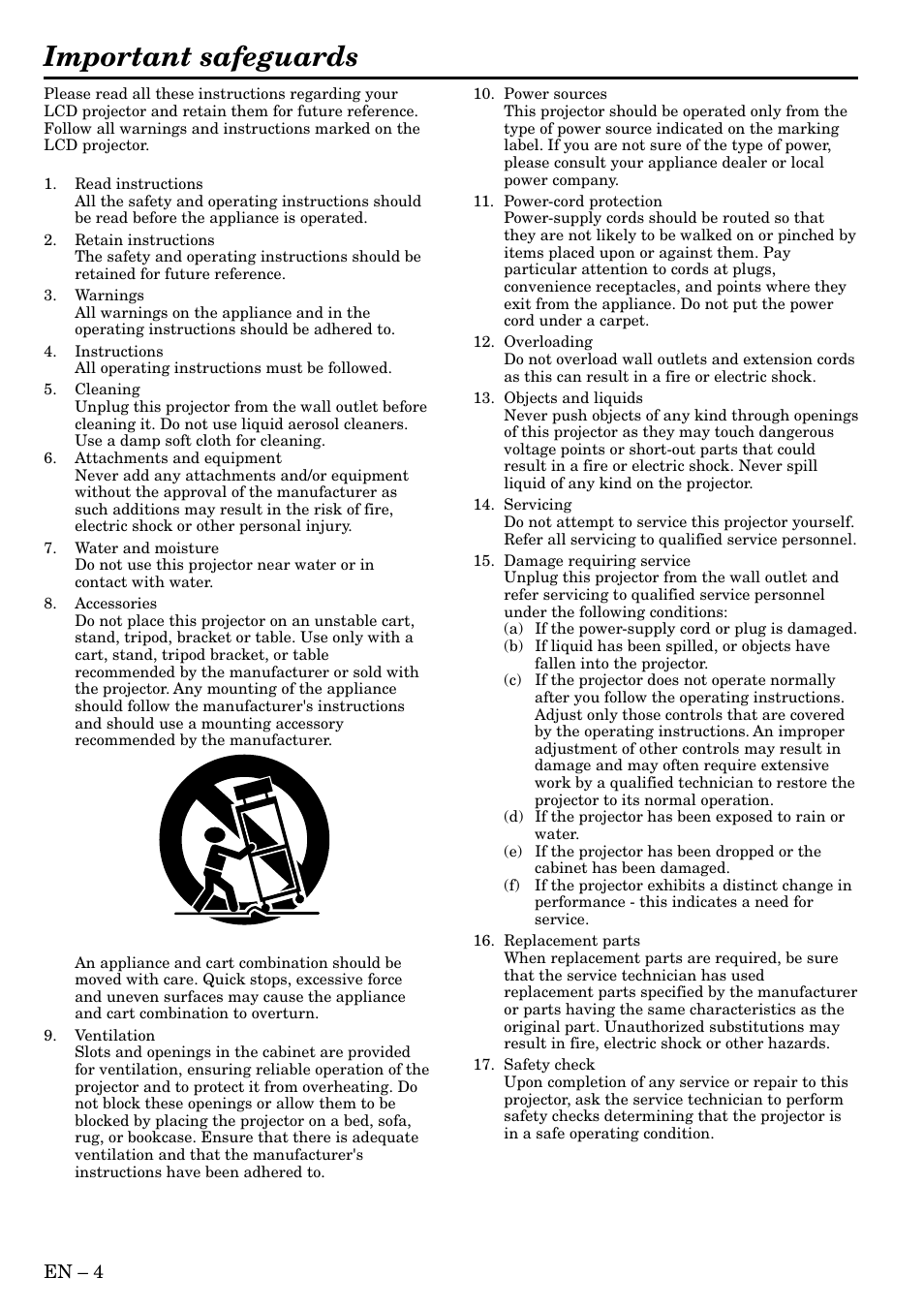 Important safeguards | MITSUBISHI ELECTRIC HC3 User Manual | Page 4 / 34