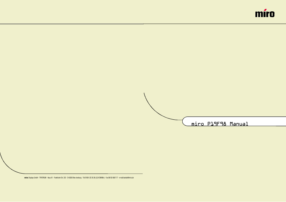 Miro Displays P19F98 User Manual | 35 pages