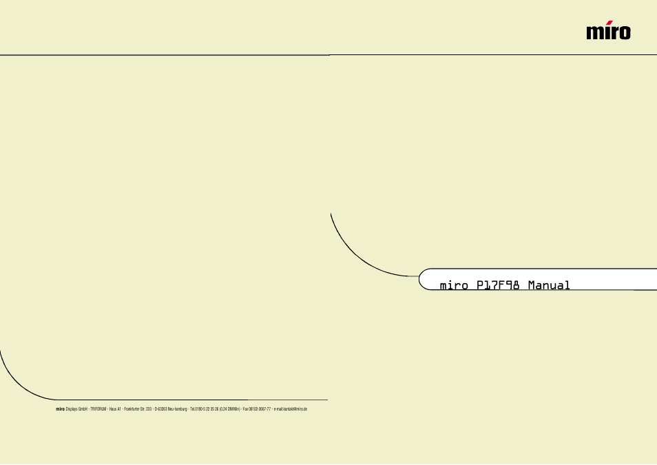 Miro Displays P17F98 User Manual | 35 pages