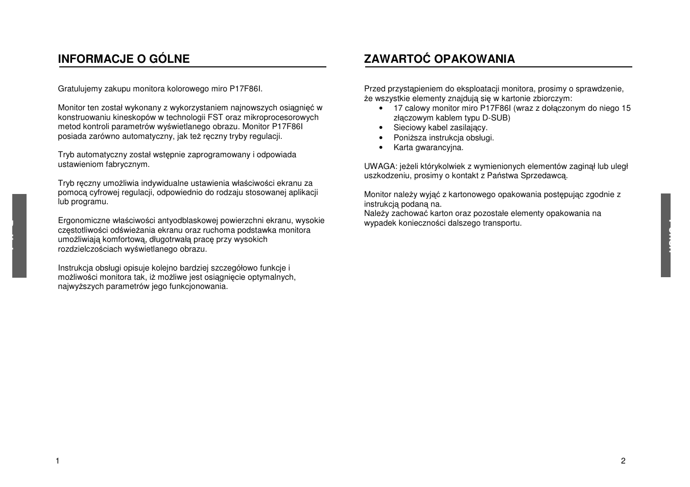Miro Displays P17F86i User Manual | Page 27 / 35
