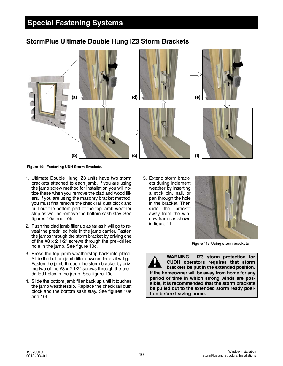 Special fastening systems, Stormplus ultimate double hung iz3 storm brackets | Marvin Window User Manual | Page 11 / 17