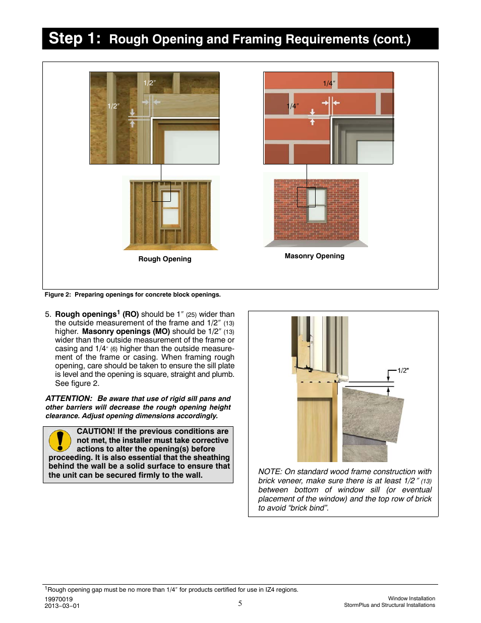 Step 1, Rough opening and framing requirements (cont.) | Marvin Window User Manual | Page 6 / 17