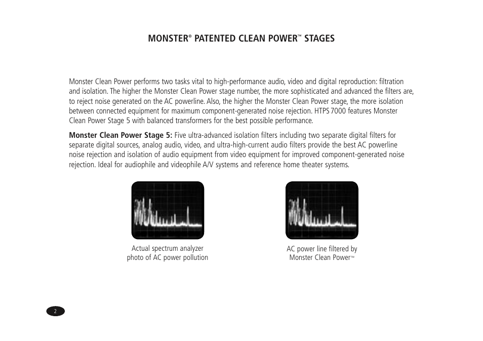 Monster, Patented clean power, Stages | Monster Power HTPS7000 User Manual | Page 10 / 38
