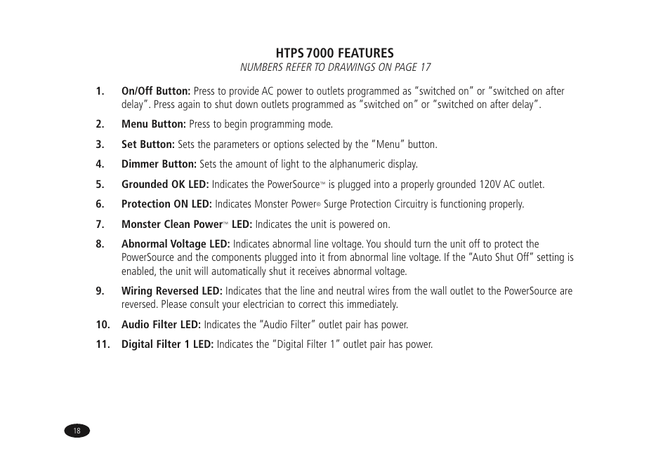 Htps 7000 features | Monster Power HTPS7000 User Manual | Page 26 / 38