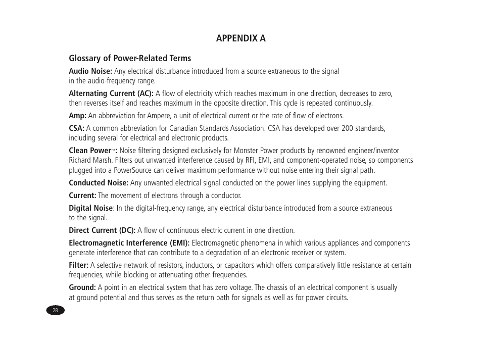 Appendix a | Monster Power HTPS7000 User Manual | Page 36 / 38