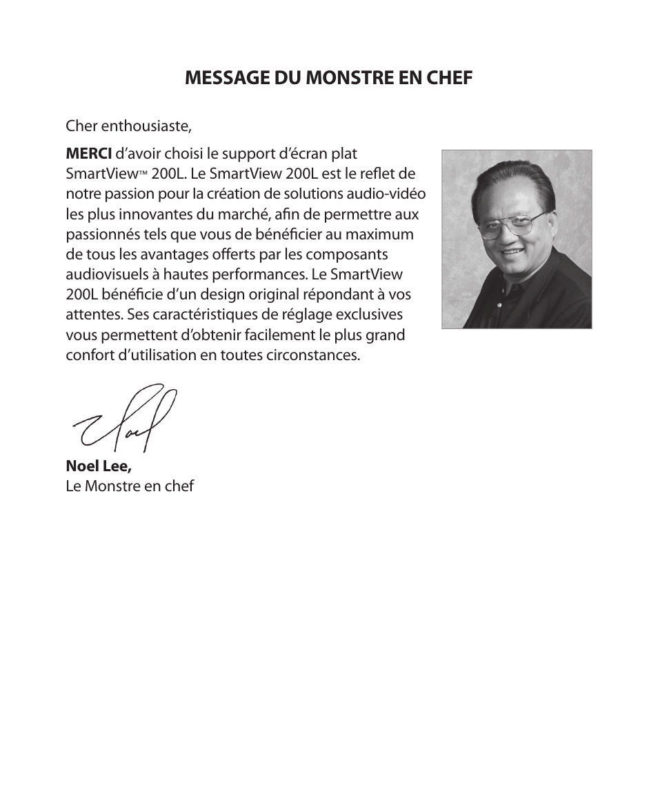 Message du monstre en chef | Monster Power FlatScreen Mount SmartViewTM 200L User Manual | Page 27 / 72