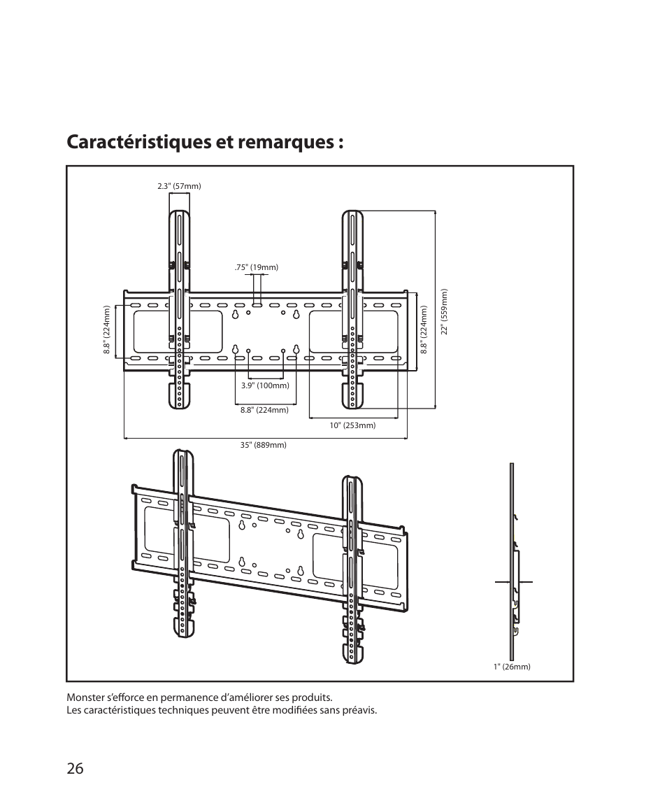 Caractéristiques et remarques | Monster Power FlatScreen Mount SmartViewTM 200L User Manual | Page 30 / 72