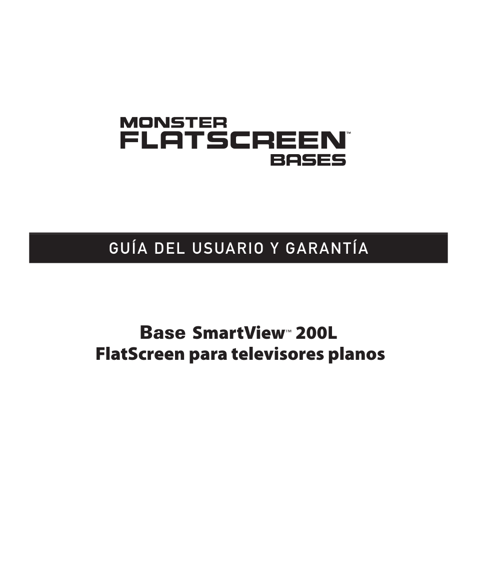 Base smartview, 200l flatscreen para televisores planos | Monster Power FlatScreen Mount SmartViewTM 200L User Manual | Page 49 / 72