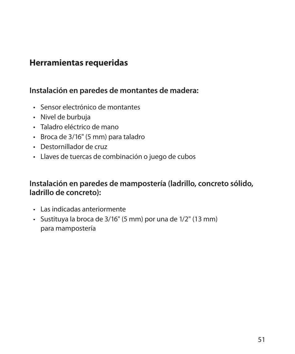 Herramientas requeridas | Monster Power FlatScreen Mount SmartViewTM 200L User Manual | Page 55 / 72
