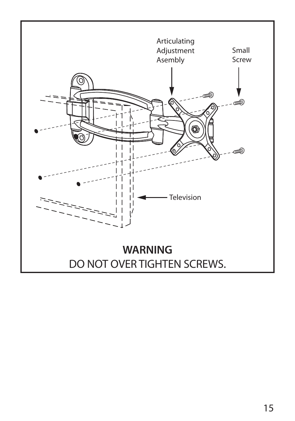 Warning do not over tighten screws | Monster Cable PERFECTVIEW 400S User Manual | Page 19 / 72
