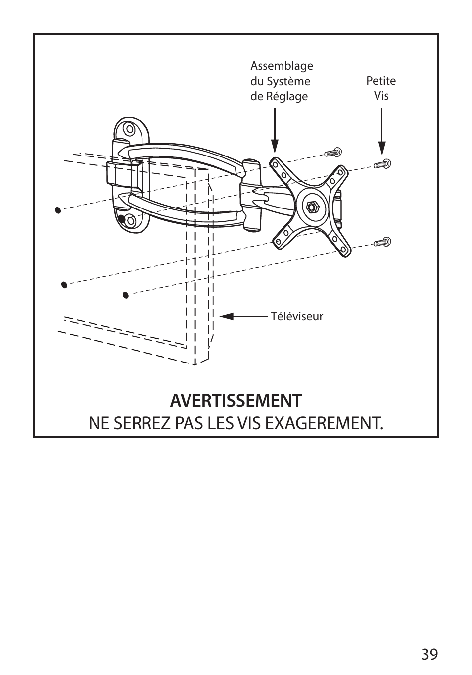 Avertissement ne serrez pas les vis exagerement | Monster Cable PERFECTVIEW 400S User Manual | Page 43 / 72