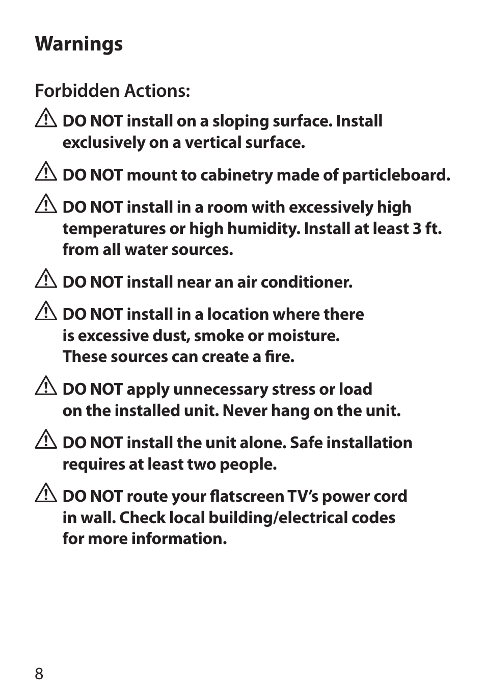 Warnings | Monster Cable PerfectView 400L User Manual | Page 12 / 90