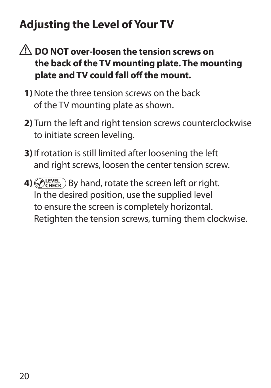 Adjusting the level of your tv | Monster Cable PerfectView 400L User Manual | Page 24 / 90