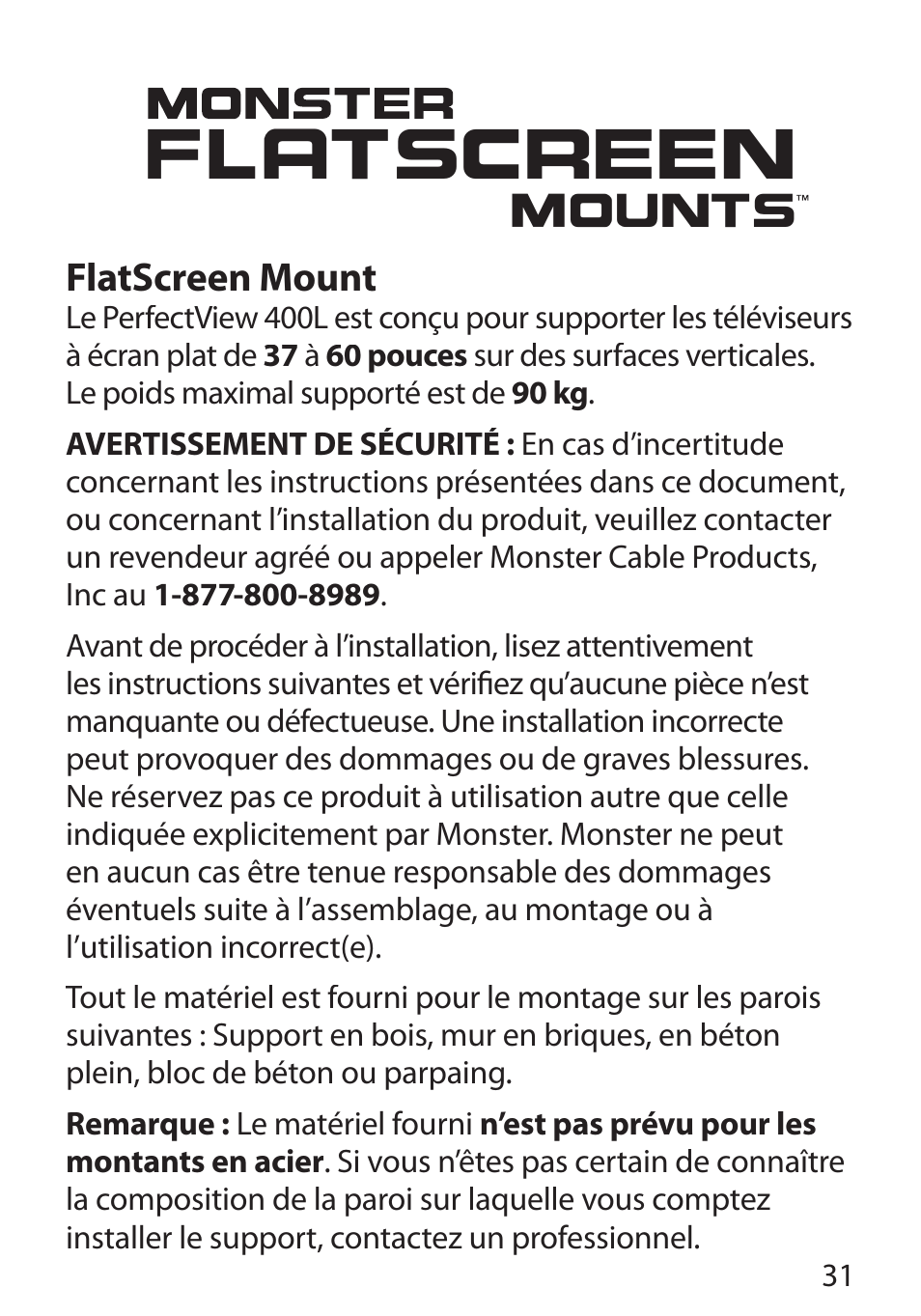 Monster Cable PerfectView 400L User Manual | Page 35 / 90
