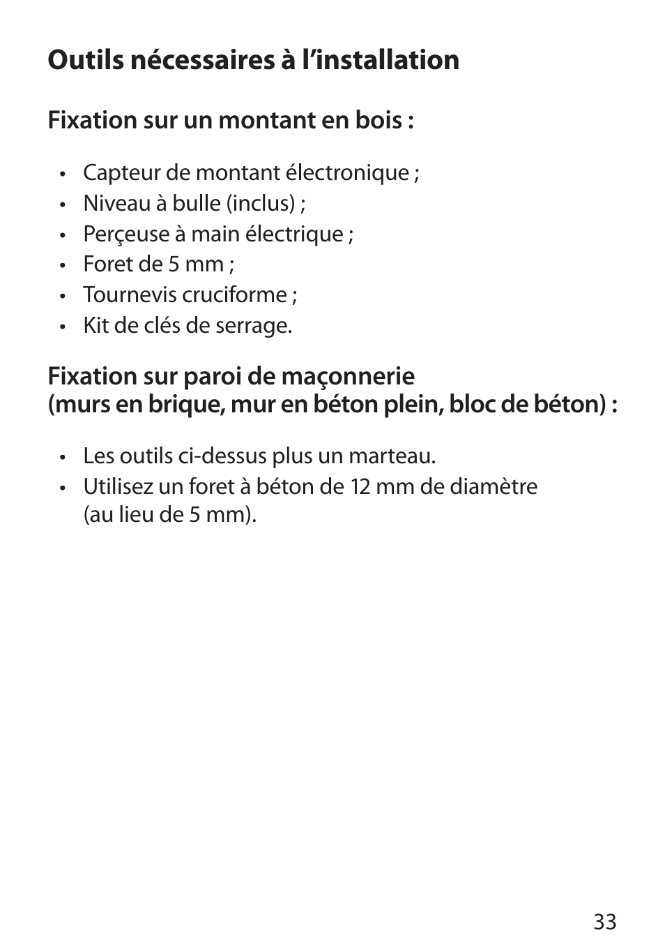 Outils nécessaires à l’installation | Monster Cable PerfectView 400L User Manual | Page 37 / 90