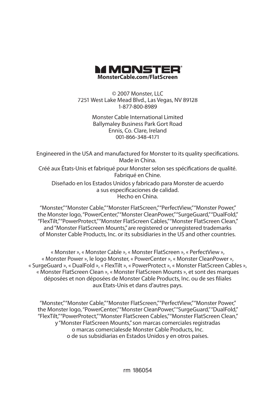 Monster Cable PerfectView 400L User Manual | Page 90 / 90