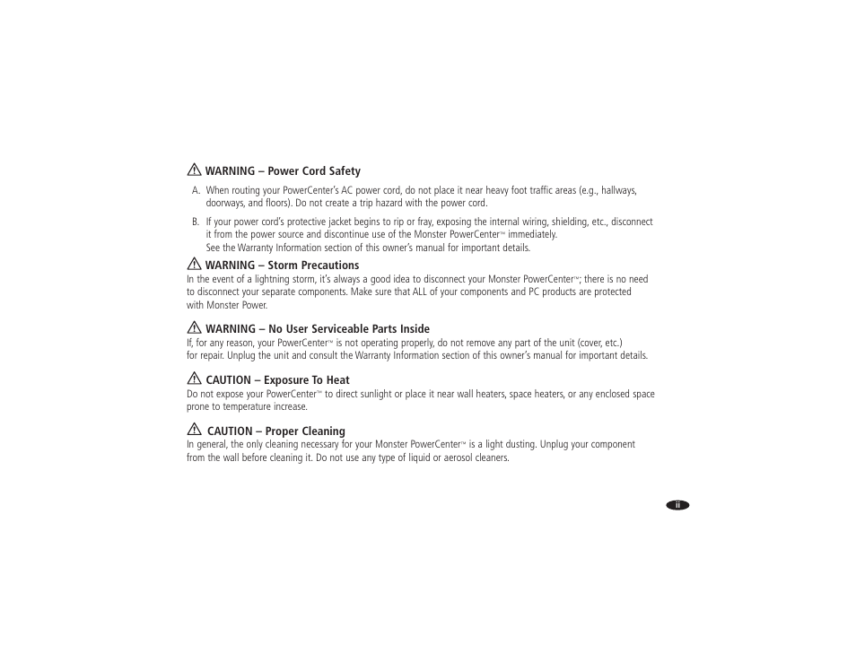 Monster Power HTFS500 POWERCENTER User Manual | Page 4 / 25