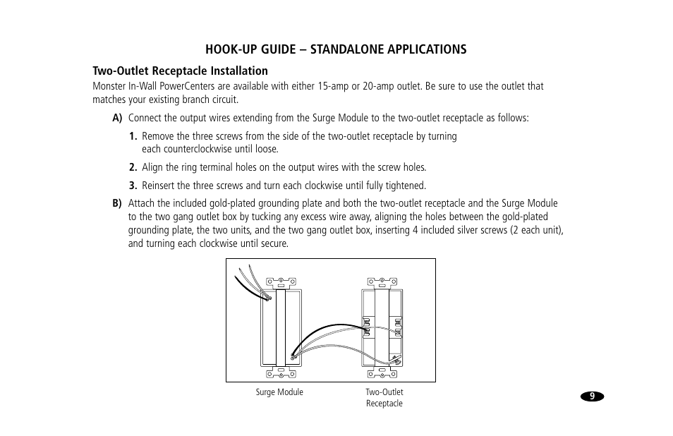 Hook-up guide – standalone applications | Monster Power 15 Amp User Manual | Page 15 / 32