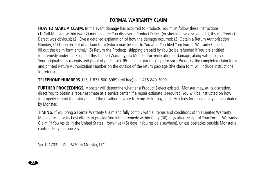 Monster Power 15 Amp User Manual | Page 28 / 32