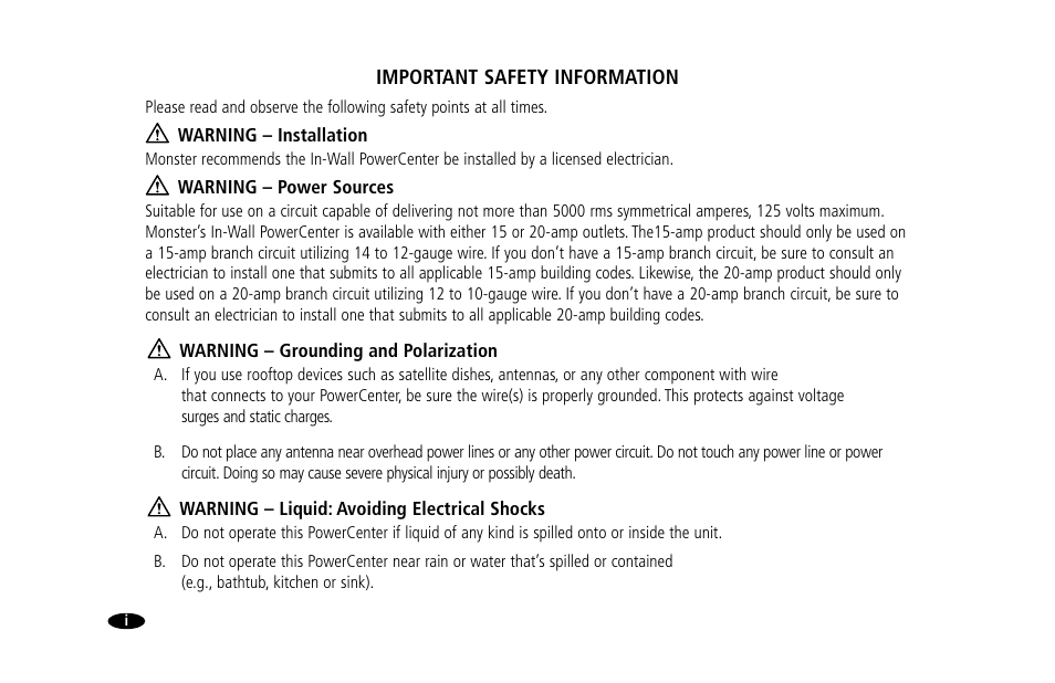 Monster Power 15 Amp User Manual | Page 4 / 32