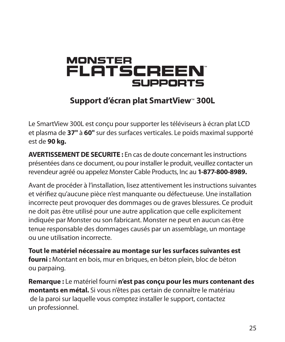Support d’écran plat smartview, 300l | Monster Cable SMARTVIEW 300L User Manual | Page 29 / 72