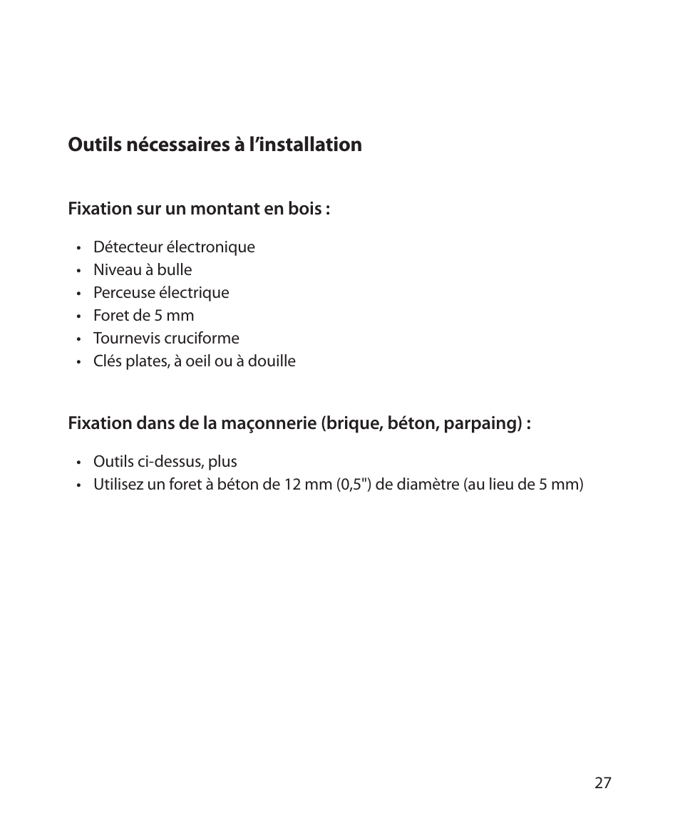 Outils nécessaires à l’installation | Monster Cable SMARTVIEW 300L User Manual | Page 31 / 72