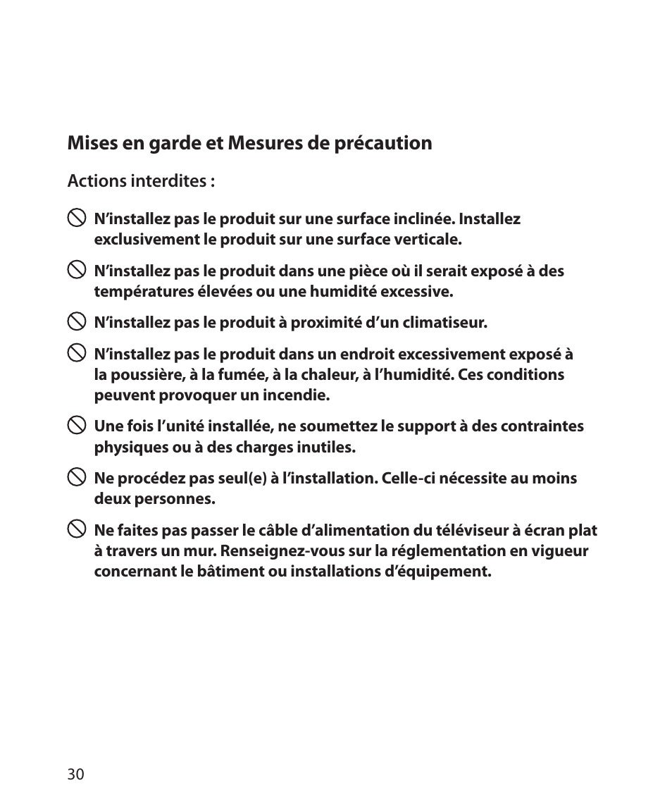 Mises en garde et mesures de précaution | Monster Cable SMARTVIEW 300L User Manual | Page 34 / 72