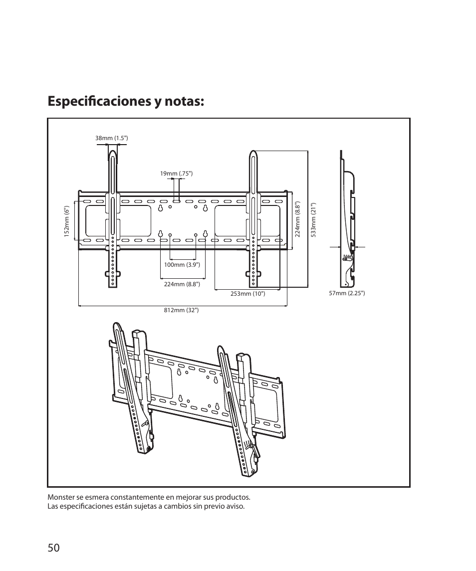 Especiﬁcaciones y notas | Monster Cable SMARTVIEW 300L User Manual | Page 54 / 72
