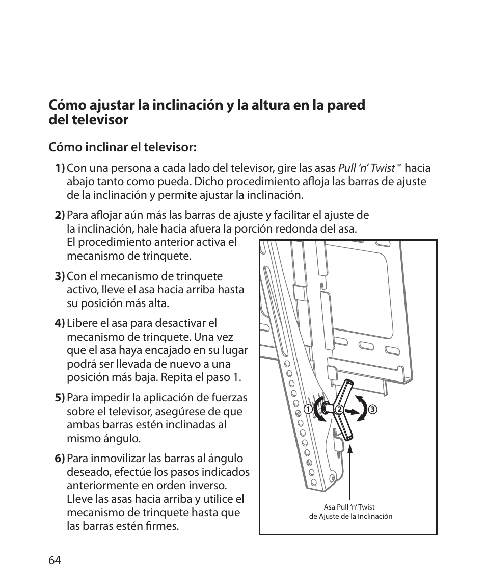 Cómo inclinar el televisor | Monster Cable SMARTVIEW 300L User Manual | Page 68 / 72