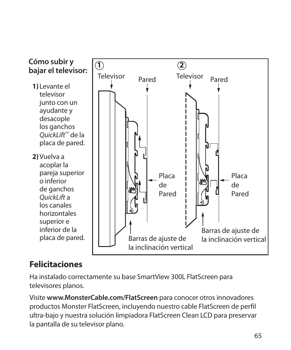 Felicitaciones | Monster Cable SMARTVIEW 300L User Manual | Page 69 / 72