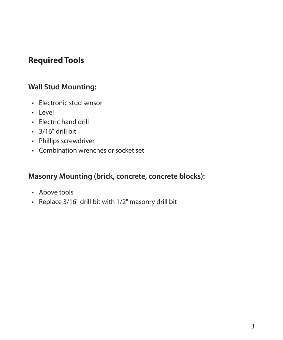 Required tools | Monster Cable SMARTVIEW 300L User Manual | Page 7 / 72