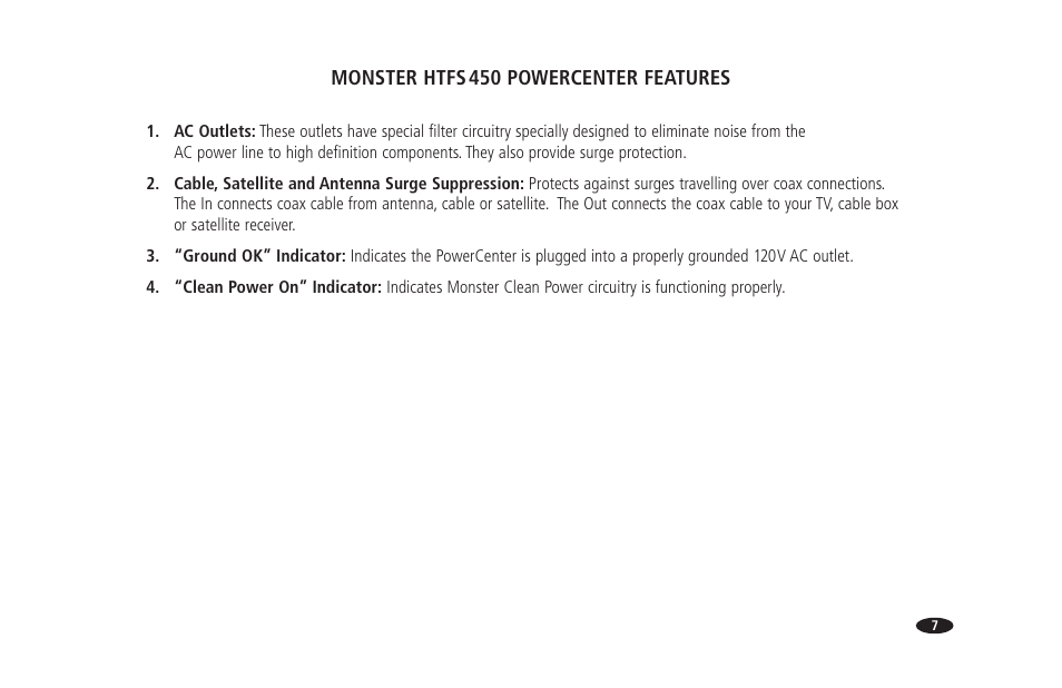 Monster Power PowerCenter HTFS 450 User Manual | Page 13 / 25