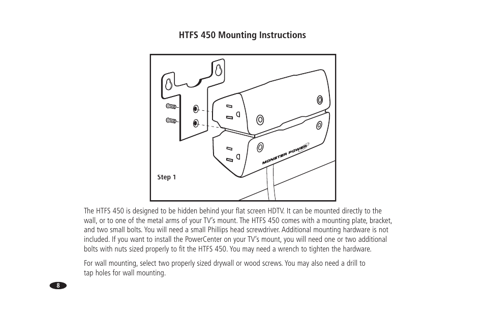 Htfs 450 mounting instructions | Monster Power PowerCenter HTFS 450 User Manual | Page 14 / 25