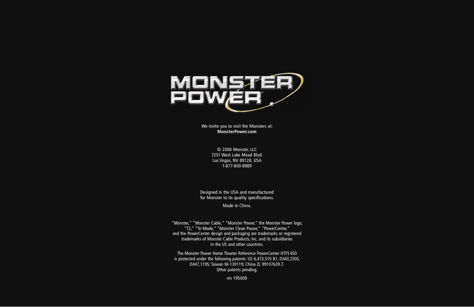 Monster Power PowerCenter HTFS 450 User Manual | Page 25 / 25