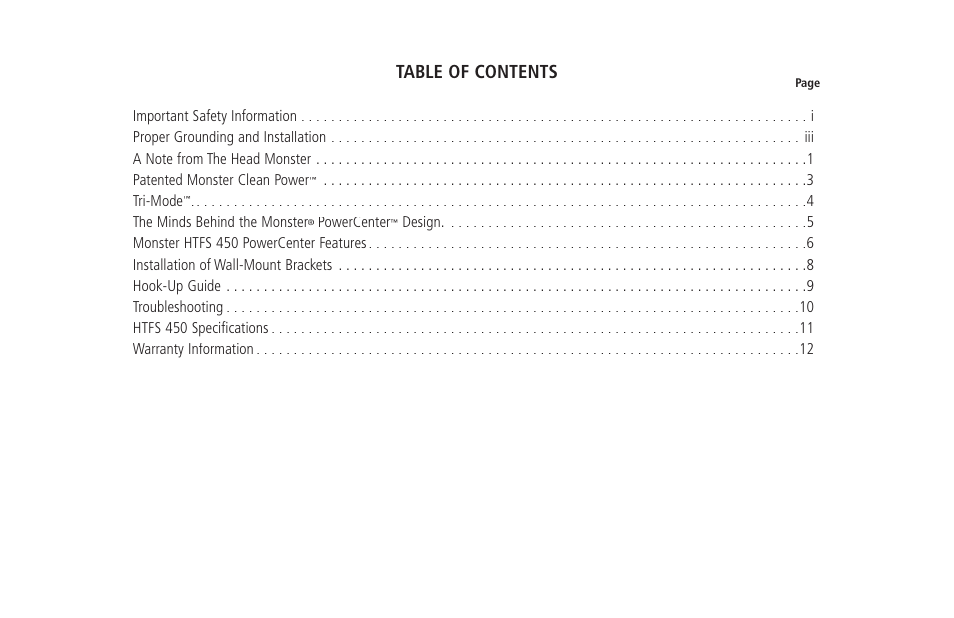 Monster Power PowerCenter HTFS 450 User Manual | Page 3 / 25