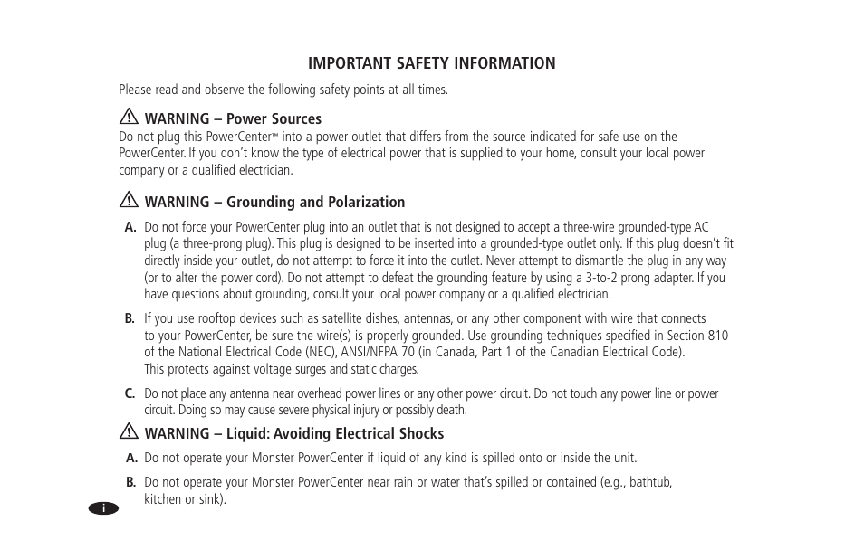 Monster Power PowerCenter HTFS 450 User Manual | Page 4 / 25