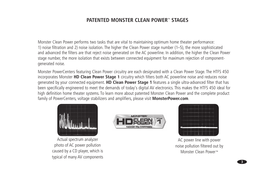 Patented monster clean power, Stages | Monster Power PowerCenter HTFS 450 User Manual | Page 9 / 25