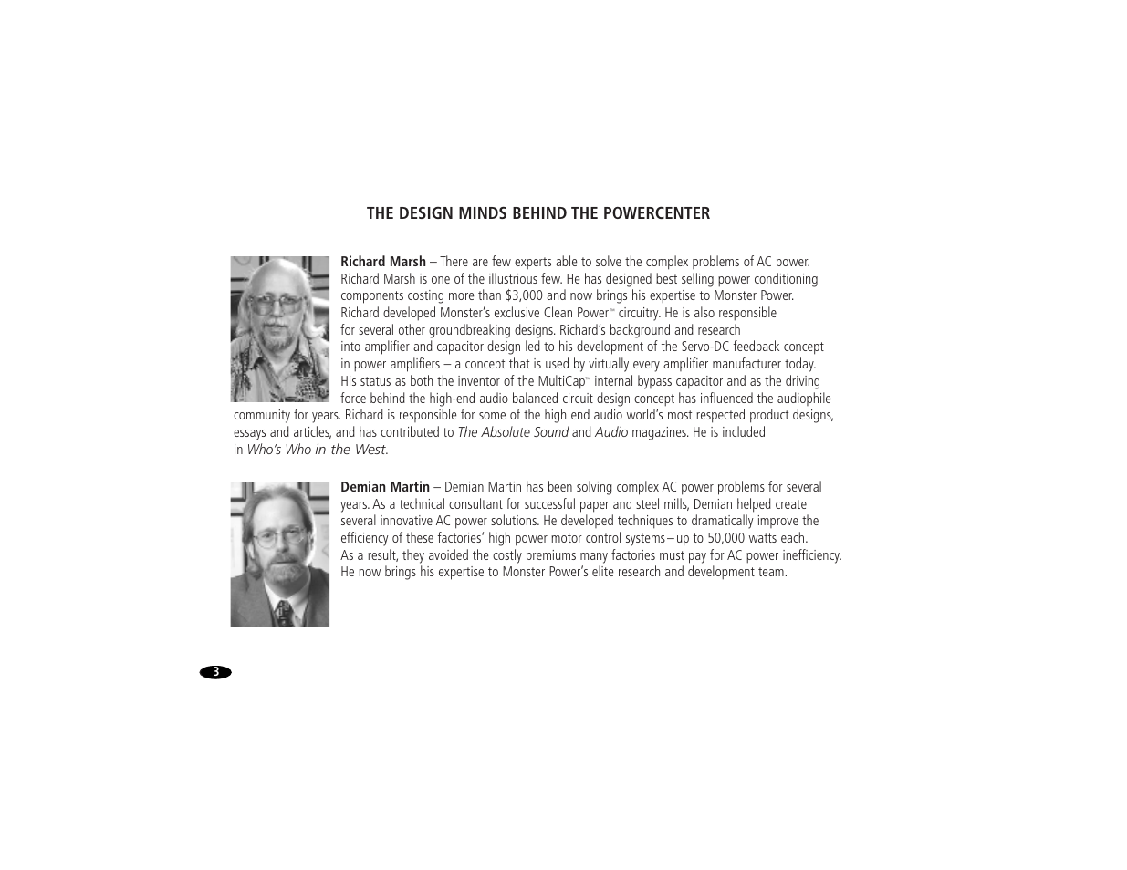 The design minds behind the powercenter | Monster Power HTS2600 User Manual | Page 9 / 46