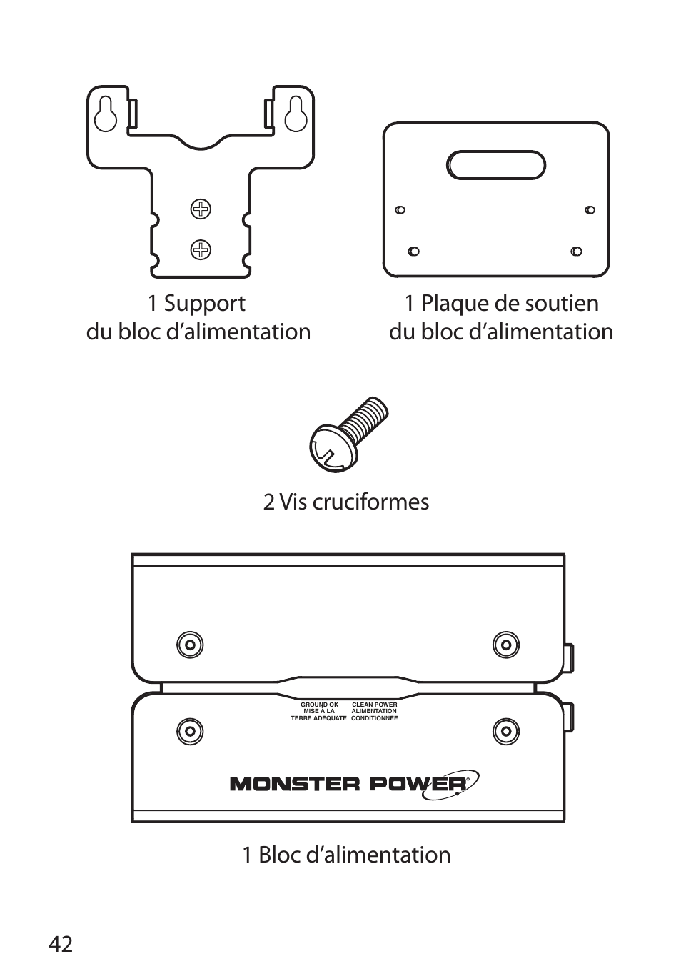 1 support du bloc d’alimentation | Monster Cable PERFECTVIEW 450L User Manual | Page 46 / 113