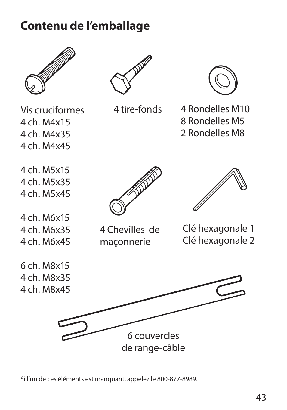 Contenu de l’emballage | Monster Cable PERFECTVIEW 450L User Manual | Page 47 / 113